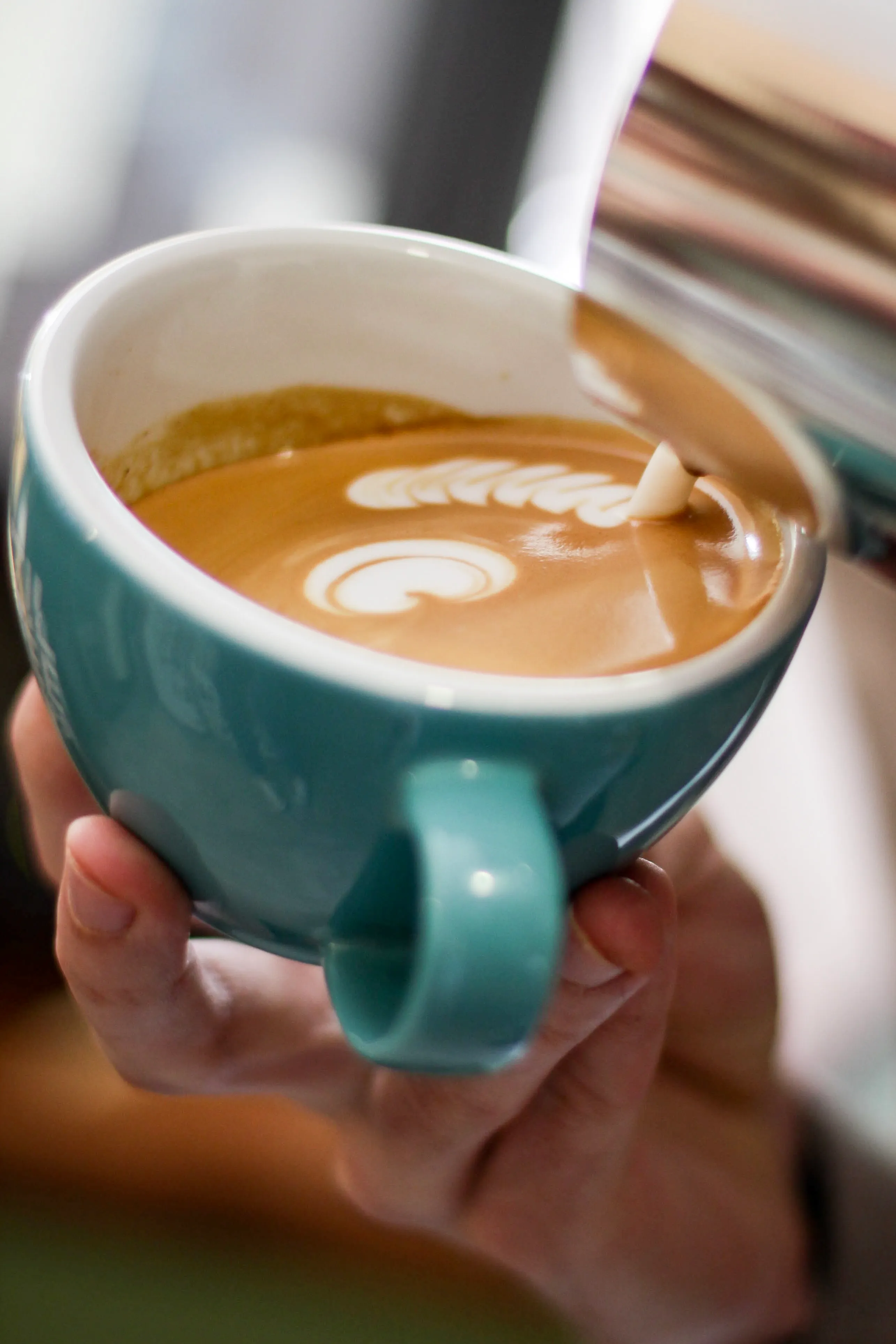 Coffee prepared at a cafe